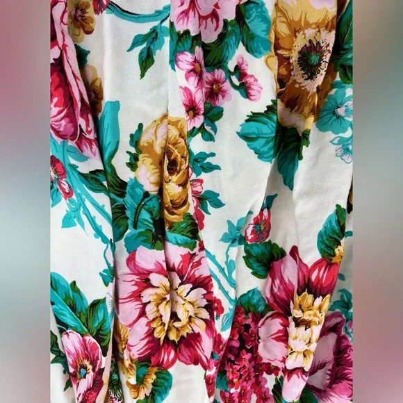 Vintage Floral Tiered Skirt Cottagecore Boho Midi A-Line Spring Summer [000351] - Picture 2 of 5